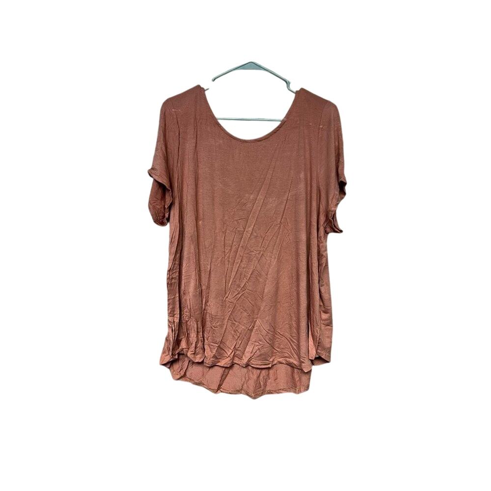 Papermoon Women's Plus Size Cage Back Burnt Coral Top Size 3X